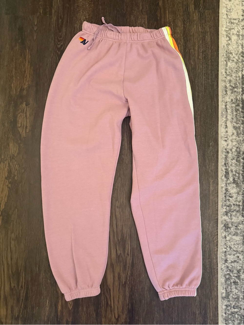 Aviator Nation Mauve Joggers with Rainbow Side Stripe